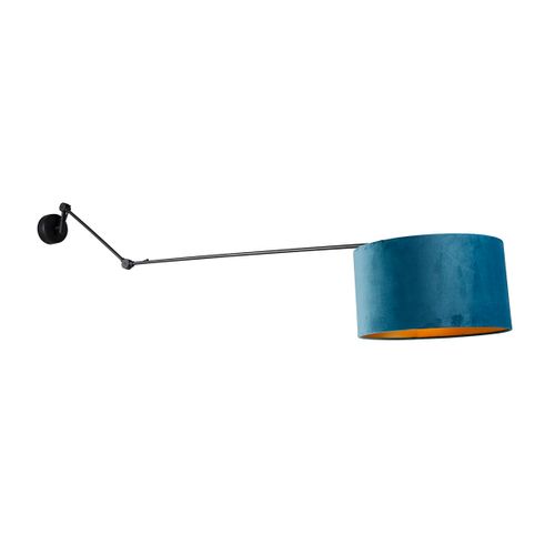 Applique Noire Avec Abat-jour Velours Bleu 35 Cm Réglable - Blitz