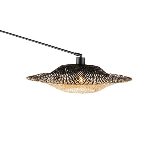 Applique Noire Avec Abat-jour En Rotin 50 Cm Réglable - Blitz