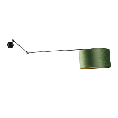 Applique Noire Avec Abat-jour Velours Vert 35 Cm Orientable - Blitz
