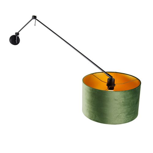 Applique Noire Avec Abat-jour Velours Vert 35 Cm Orientable - Blitz