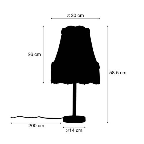 Lampe De Table Classique En Laiton Avec Abat-jour Granny Crème 30 Cm - Simplo
