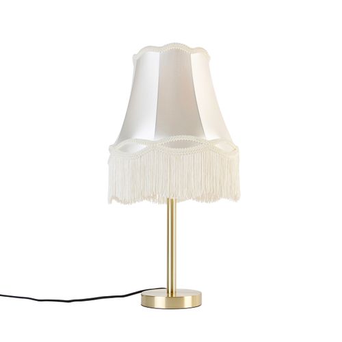 Lampe De Table Classique En Laiton Avec Abat-jour Granny Crème 30 Cm - Simplo