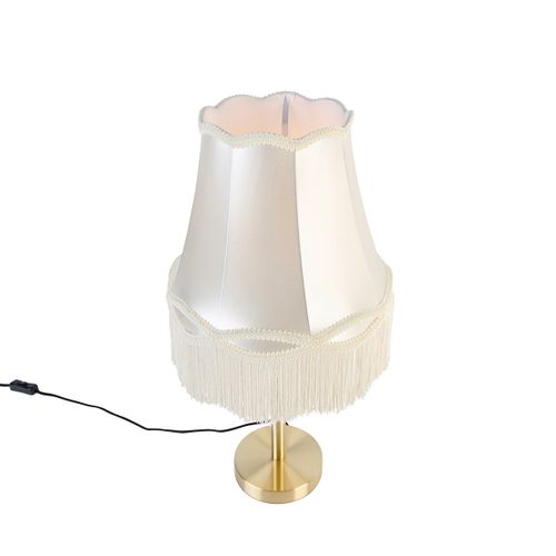 Lampe De Table Classique En Laiton Avec Abat-jour Granny Crème 30 Cm - Simplo