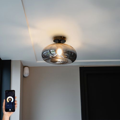 Plafonnier Intelligent Noir Avec Verre Fumé Avec Wifi P45 - Busa