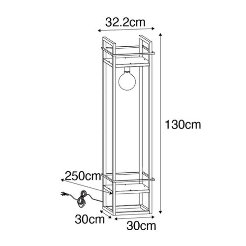 Lampadaire Industriel Intelligent Noir Avec Wifi G95 - Cage Rack