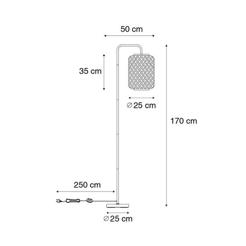 Lampadaire Oriental En Bambou Noir - Yvonne