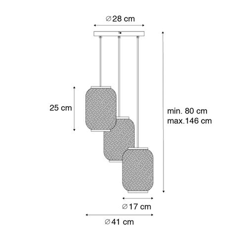 Suspension Orientale Bambou 3 Lumières - Yvonne