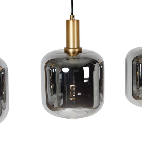 Lampe à Suspension Noire Avec Verre Doré Et Fumé Avec 4 Pucc - Zuzanna