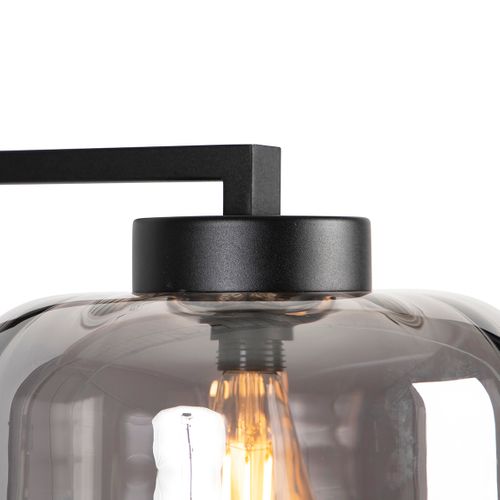 Lampadaire Intelligent Noir Avec Verre Fumé Incl. Wifi St64 - Qara Down