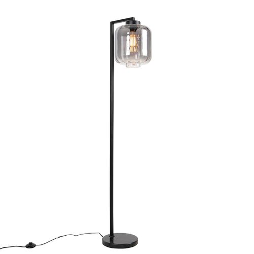 Lampadaire Intelligent Noir Avec Verre Fumé Incl. Wifi St64 - Qara Down