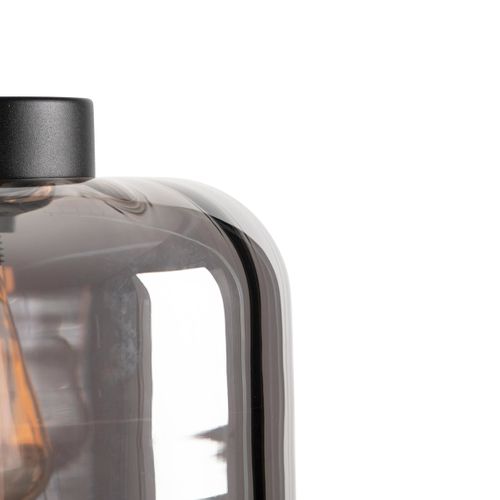 Lampadaire Intelligent Noir Avec Verre Fumé Incl. Wifi St64 - Qara Down