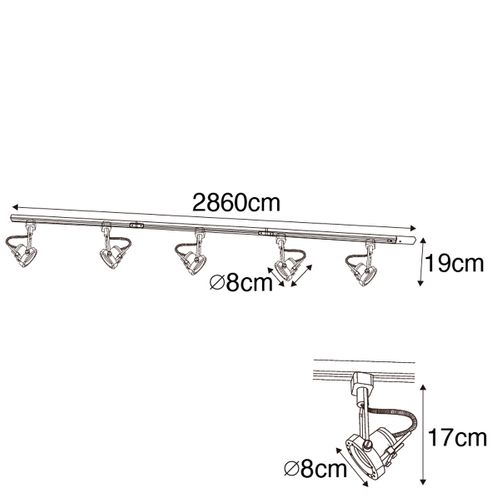 Système Sur Rail Intelligent Noir Monophasé Avec 5 Gu10 Wifi - Suplux