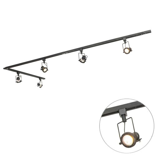 Système Sur Rail Intelligent Noir Monophasé Avec 5 Gu10 Wifi - Suplux