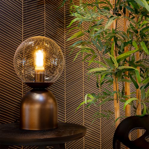 Lampe De Table Hôtel Chic Bronze Foncé Avec Verre Clair - Pallon Trend