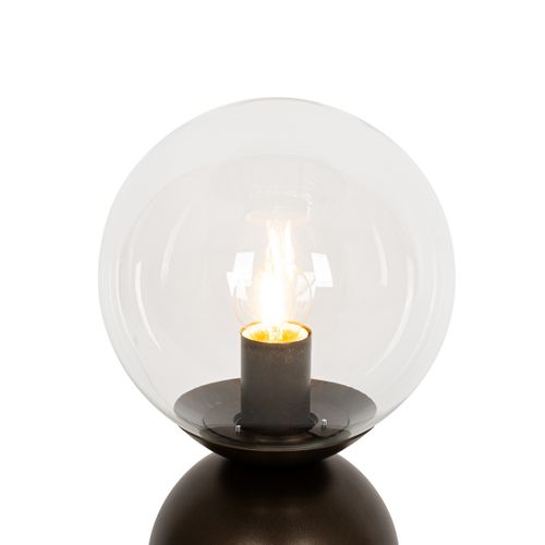 Lampe De Table Hôtel Chic Bronze Foncé Avec Verre Clair - Pallon Trend