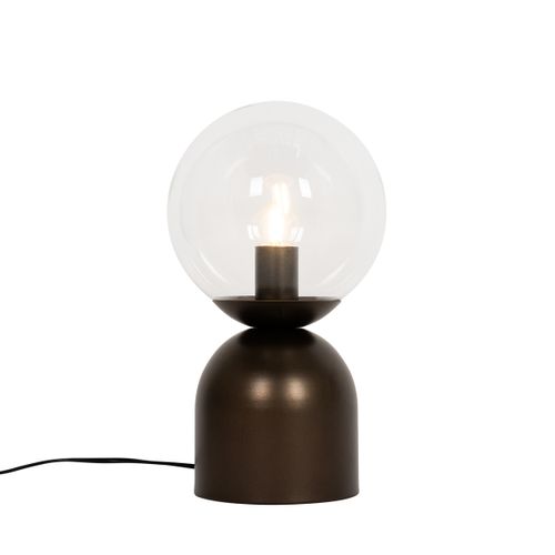 Lampe De Table Hôtel Chic Bronze Foncé Avec Verre Clair - Pallon Trend