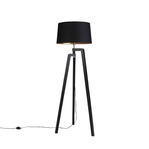 Lampadaire Intelligent Trépied Avec Abat-jour Noir Avec Or 50 Cm Avec Wif A60 - Puros