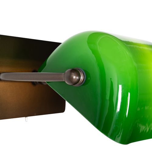 Applique De Notaire Classique Bronze Foncé Avec Verre Vert - Banker