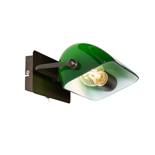 Applique De Notaire Classique Bronze Foncé Avec Verre Vert - Banker
