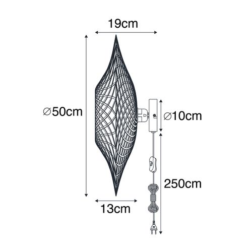 Applique Intelligente En Bambou 50 Cm Avec Prise Avec Wifi A60 - Rina