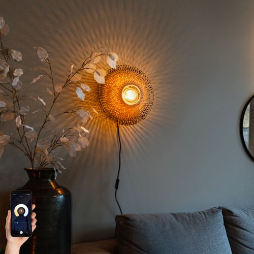 Applique Intelligente En Bambou 30 Cm Avec Prise Avec Wifi P45 - Rina