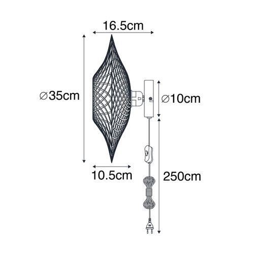 Applique Intelligente En Bambou 30 Cm Avec Prise Avec Wifi P45 - Rina
