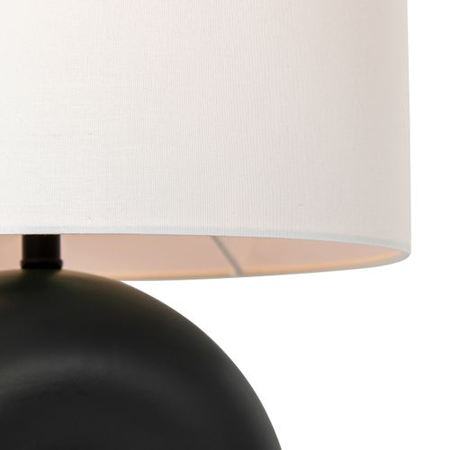 Lampe De Table Design Noire Avec Abat-jour En Lin Blanc - Lotti