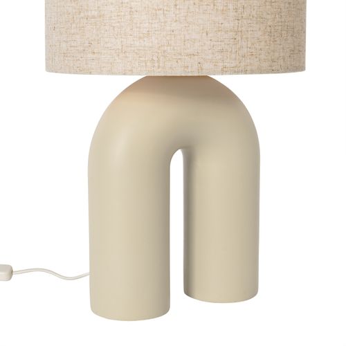 Lampe De Table Scandinave Beige Avec Abat-jour En Lin Beige - Lotti