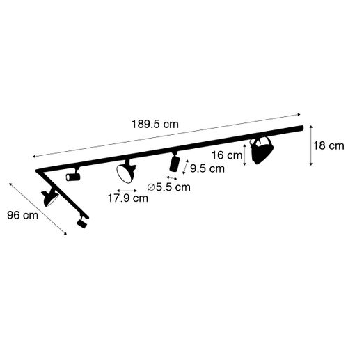 Système Sur Rail Monophasé Avec 6 Spots Noir Orientable - Magnax Jeana