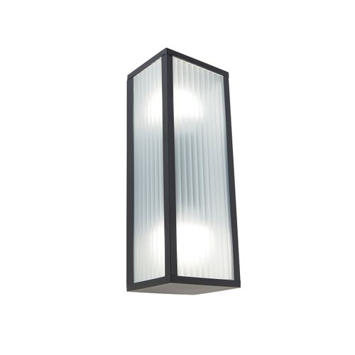 Applique D'extérieur Intelligente Noire Avec Verre Nervuré Avec 2 Wifi A60 - Charlois