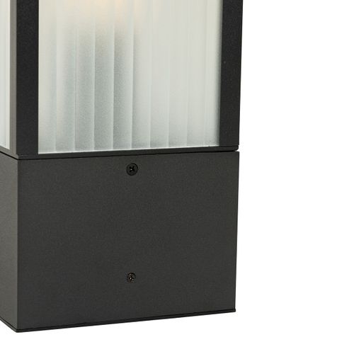 Lampadaire D'extérieur Intelligent Noir Avec Verre Nervuré 40 Cm Incl. Wifi A60 - Charlois