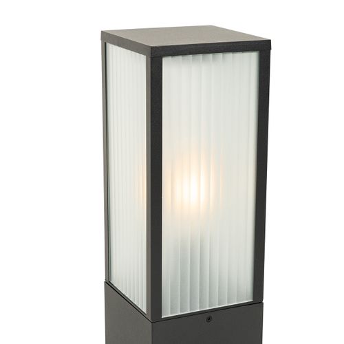 Lampadaire D'extérieur Intelligent Noir Avec Verre Nervuré 40 Cm Incl. Wifi A60 - Charlois