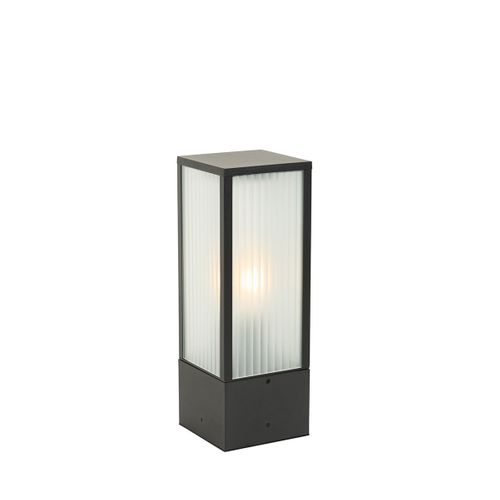 Lampadaire D'extérieur Intelligent Noir Avec Verre Nervuré 40 Cm Incl. Wifi A60 - Charlois