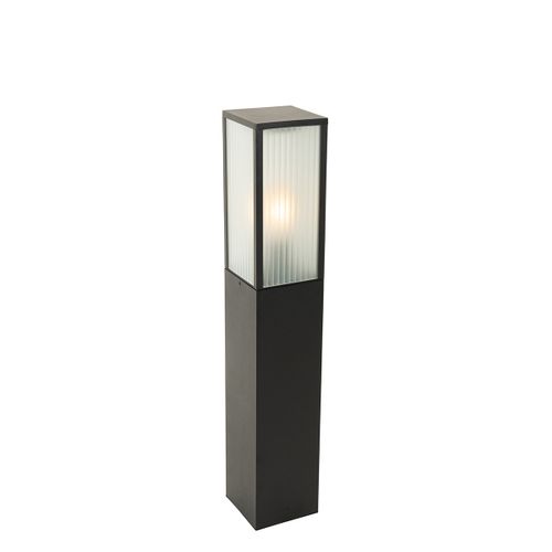 Lampadaire D'extérieur Intelligent Noir Avec Verre Nervuré 80 Cm Avec Wifi A60 - Charlois