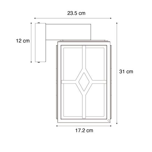Applique Murale Extérieure Classique Noire Ip44 - Dover