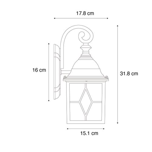 Lanterne Murale D'extérieur Romantique Argent Vieilli - Londres