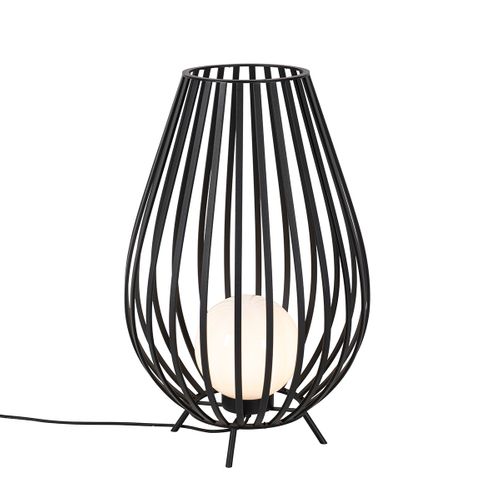 Ensemble De Lampadaires Noirs Avec Opale 110 Cm Et 70 Cm - Angela