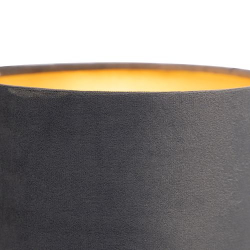 Applique Murale Intelligente Noire Avec Abat-jour En Velours Gris Foncé Incluant Wifi A60 - Stacca