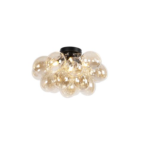 Plafonnier Intelligent Noir Avec Verre Ambré, 4 G9 Wifi Inclus - Uvas