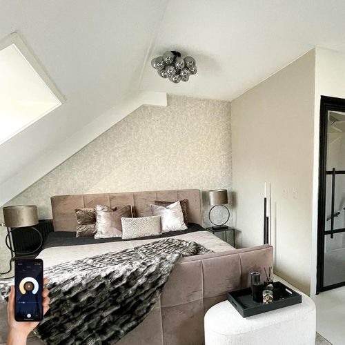 Plafonnier Intelligent Noir Avec Verre Fumé Et 4 G9 Wifi - Uvas