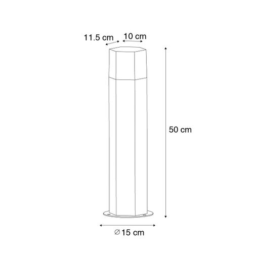 Lampe Sur Pied D'extérieur Noire Avec Abat-jour Fumé Hexagonal 50 Cm - Denmark