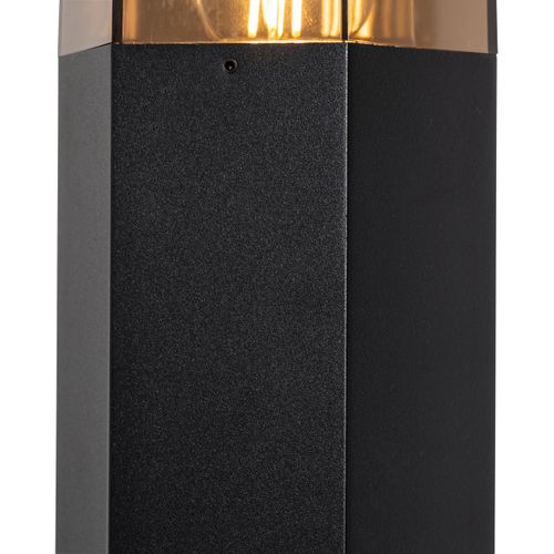Lampe Sur Pied D'extérieur Noire Avec Abat-jour Fumé Hexagonal 50 Cm - Denmark