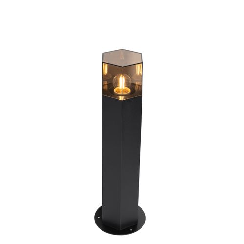 Lampe Sur Pied D'extérieur Noire Avec Abat-jour Fumé Hexagonal 50 Cm - Denmark