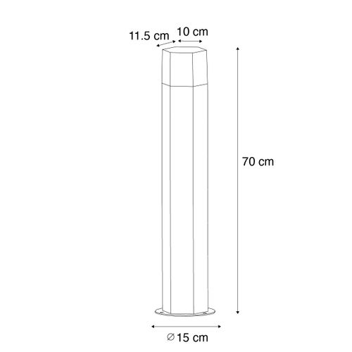 Lampadaire D'extérieur Noir Avec Abat-jour Fumé Hexagonal 70 Cm - Denmark