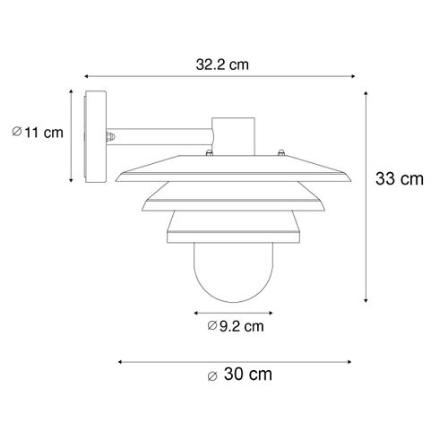 Applique Murale Design Extérieure Noire Ip44 - Morty