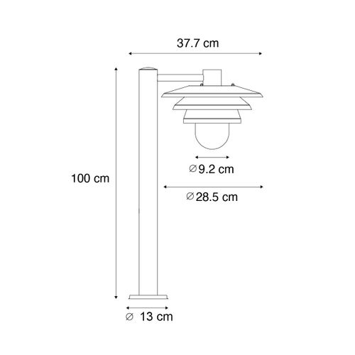 Borne D'extérieur Design Noir 100 Cm Ip44 - Morty