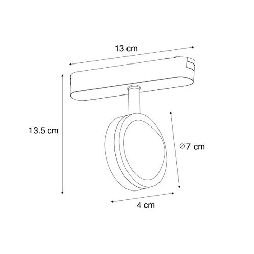 Spot Moderne Noir Pour Système De Rail Monophasé Avec LED Orientable Et Inclinable - Magnetic Lance