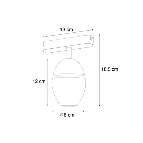 Spot Moderne Noir Pour Système De Rail Monophasé Avec LED - Magnetic Eggy