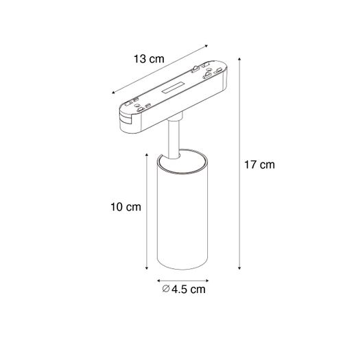 Spot Moderne Noir Pour Système De Rail Monophasé 9w 3000k - Magnetic Gert