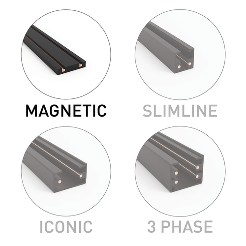 Spot Moderne Noir Pour Système De Rail Monophasé 9w 3000k - Magnetic Gert